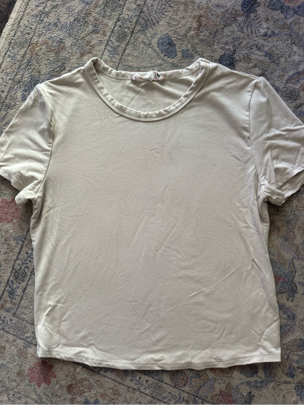 Pink Republic Soft Crewneck Short Sleeve Tee - Cream
